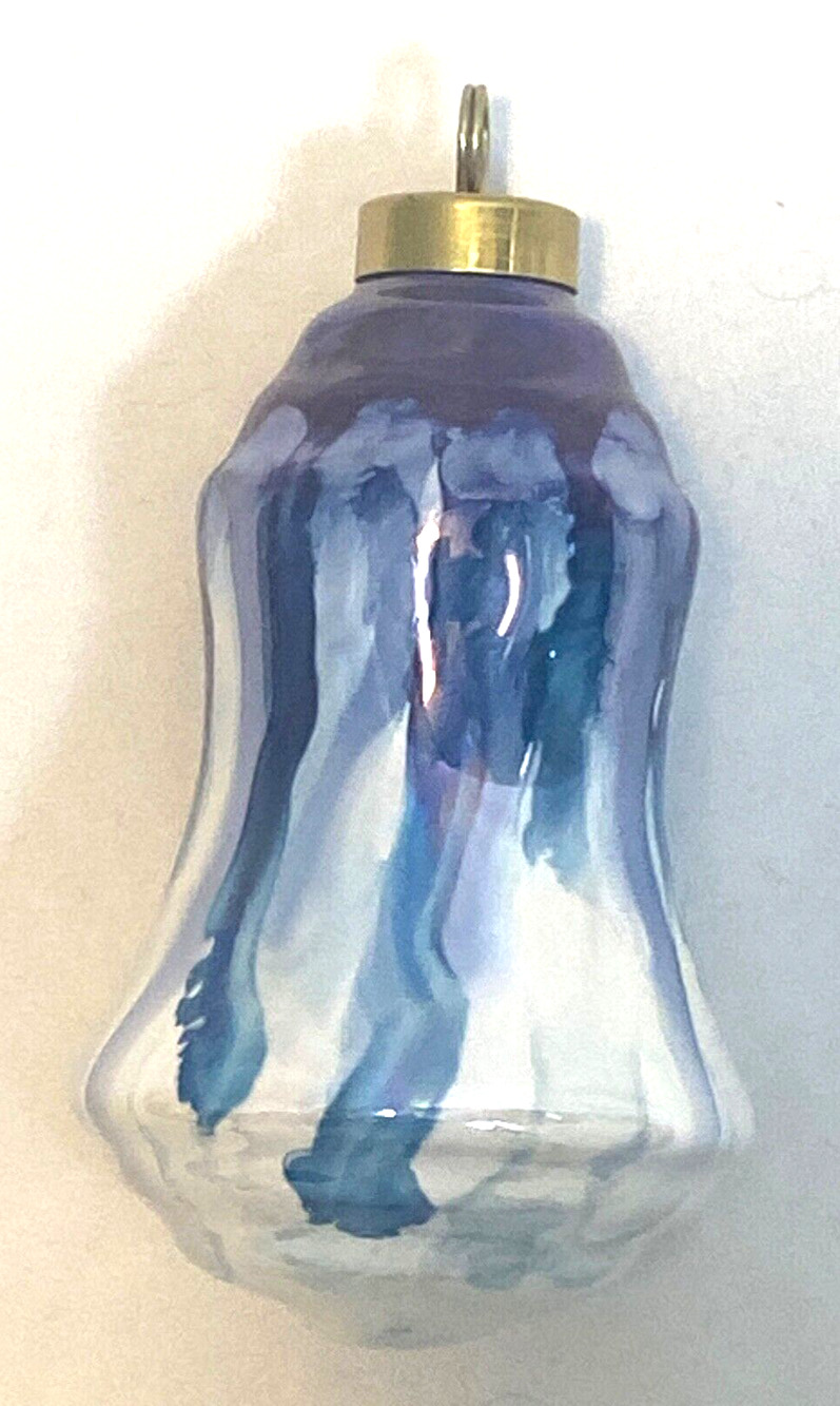 Vintage Susie Groover Hand Painted Porcelain Ornament Blue 3.5"